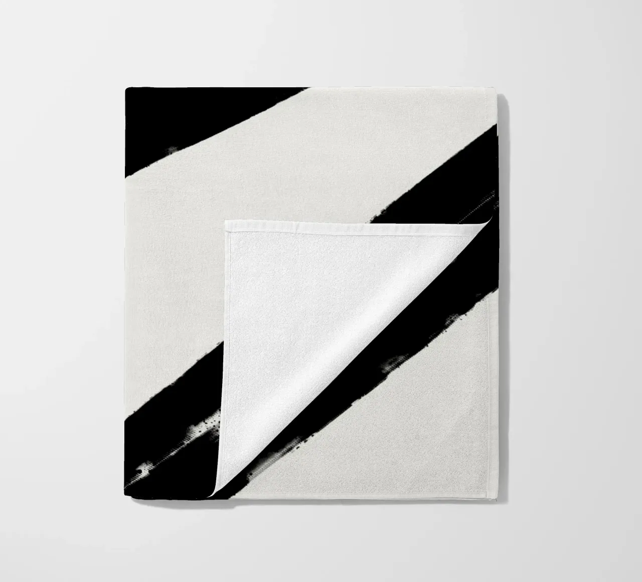 Minimalist Japandi artwork with black brushstrokes III beach towel by Imaginative