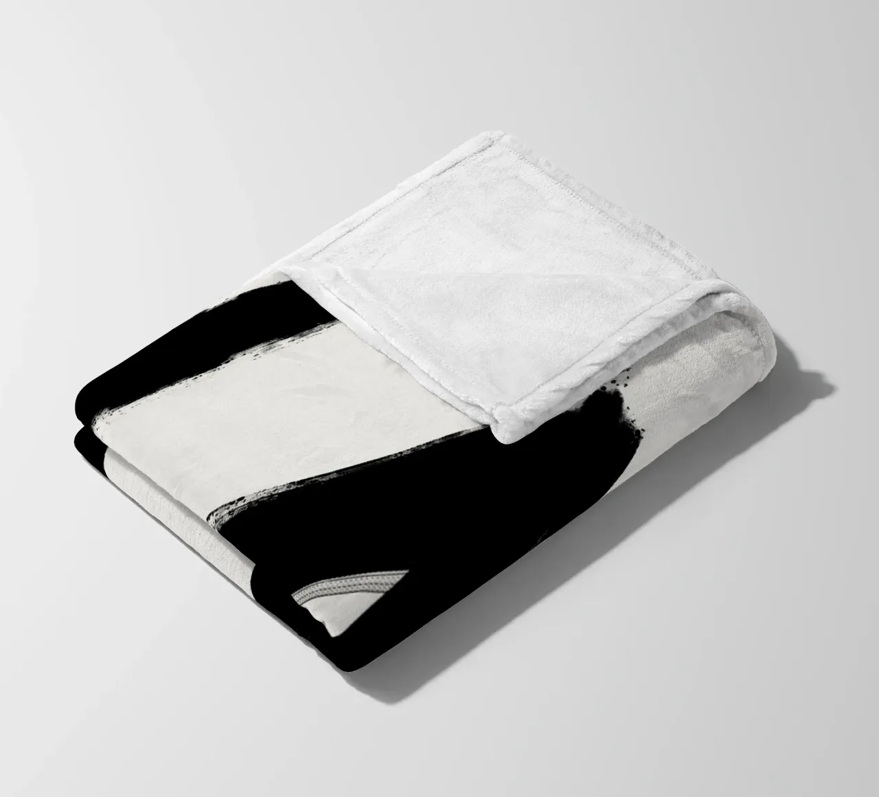 Minimalist Japandi artwork with black brushstrokes III fleece blanket by Imaginative