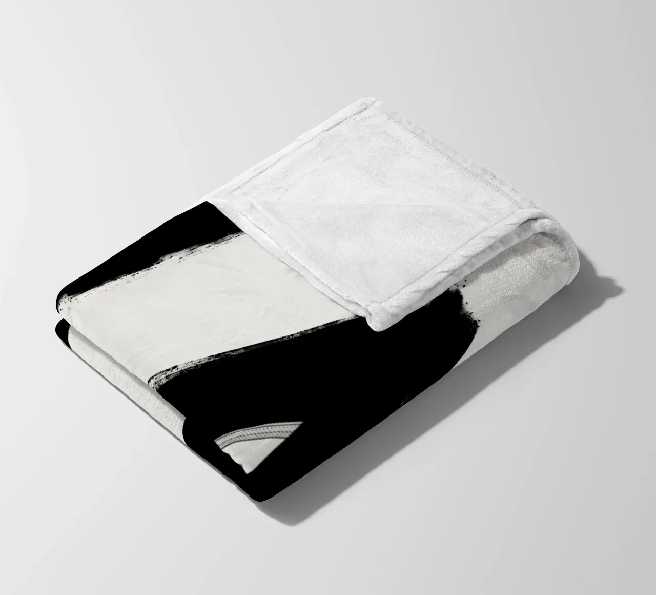 Minimalist Japandi artwork with black brushstrokes III fleece blanket by Imaginative