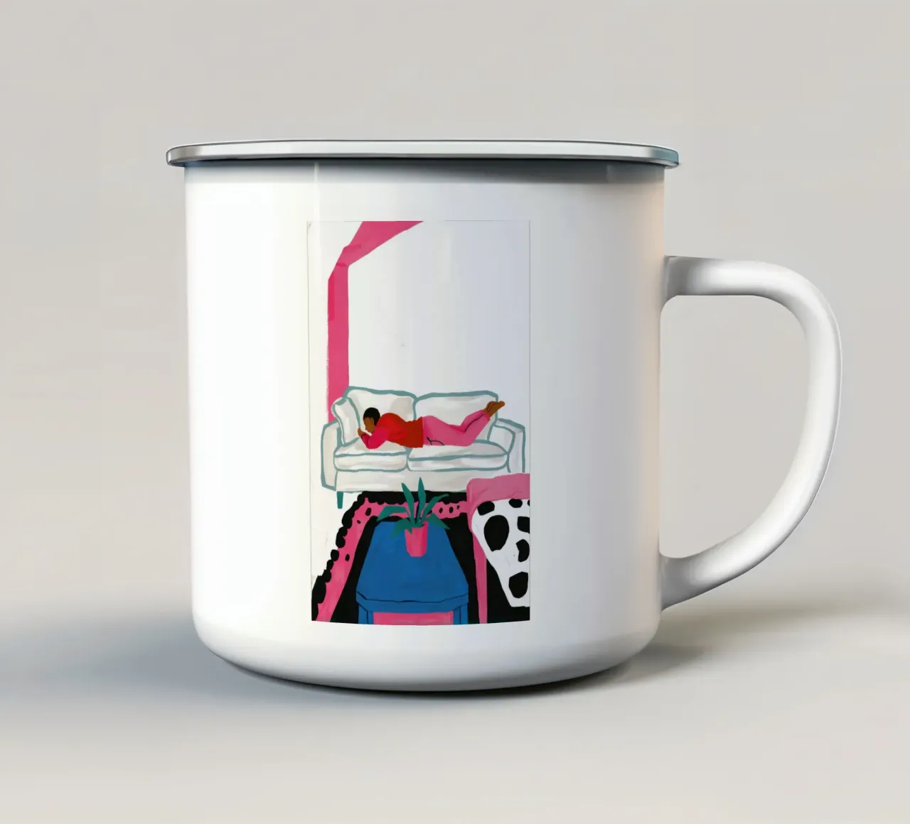 Tappeto in pelle di mucca tazza in smalto da Tiga Bersama
