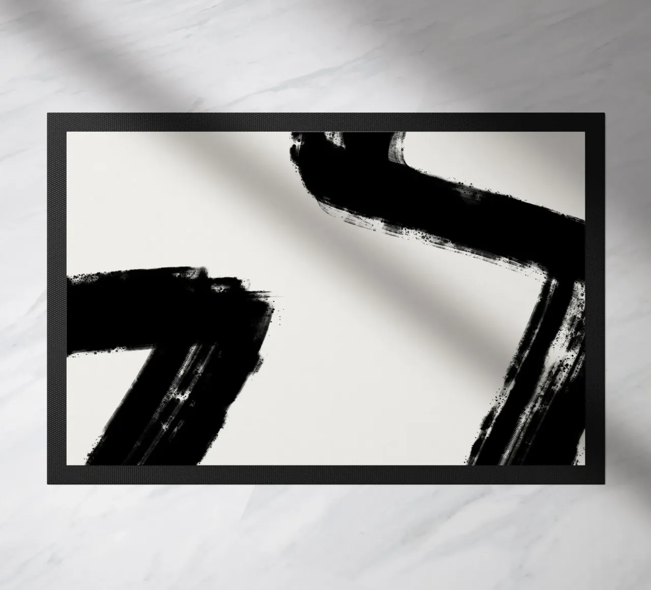 Minimalist Japandi artwork with black brushstrokes II zerbino da Imaginative