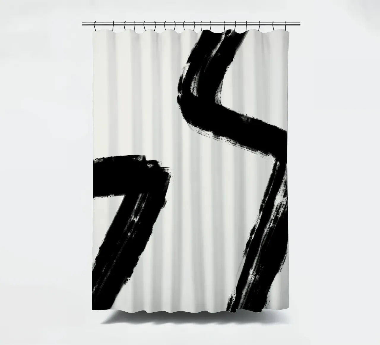 Minimalist Japandi artwork with black brushstrokes II tenda da doccia da Imaginative