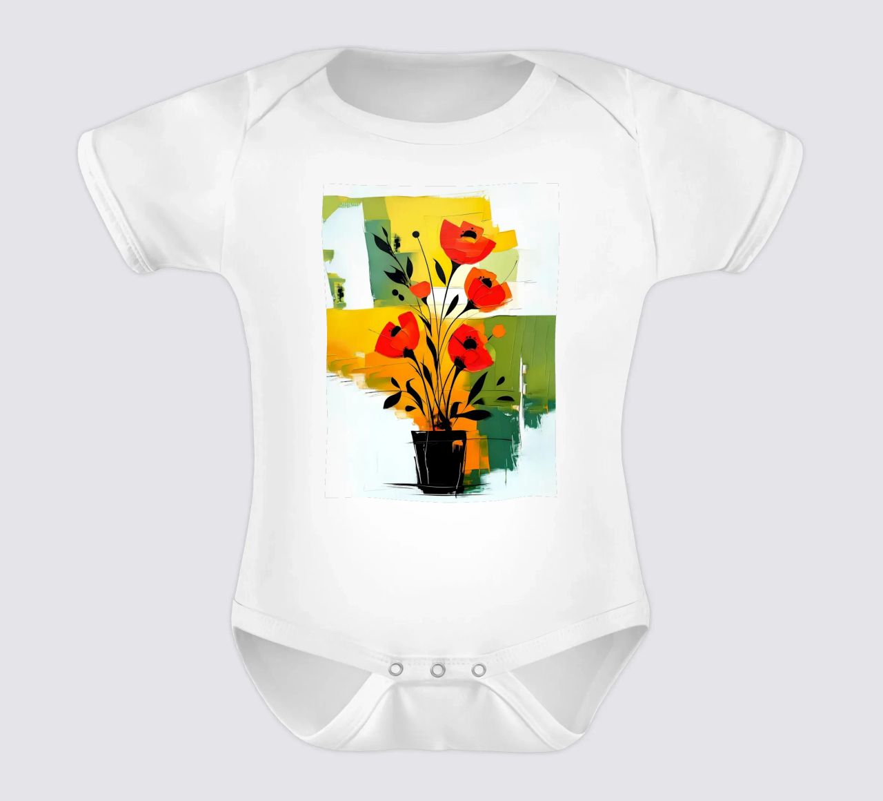 Fleurs rouges abstraites dans un vase noir body bébé de Point and Art
