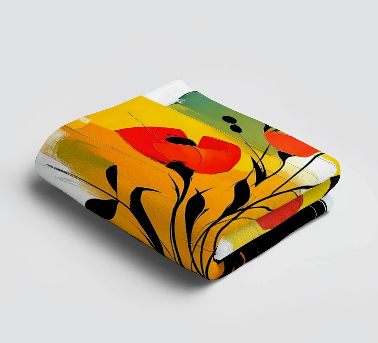Fleurs rouges abstraites dans un vase noir serviette de bain de Point and Art