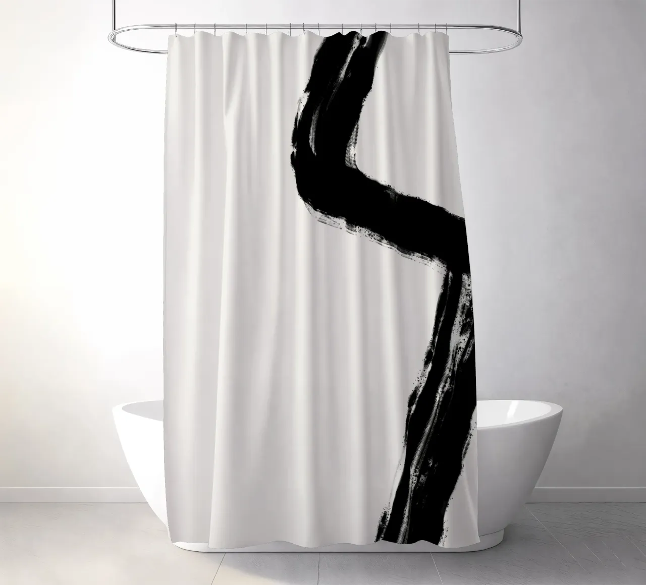 Minimalist Japandi artwork with black brushstrokes I shower curtain by Imaginative
