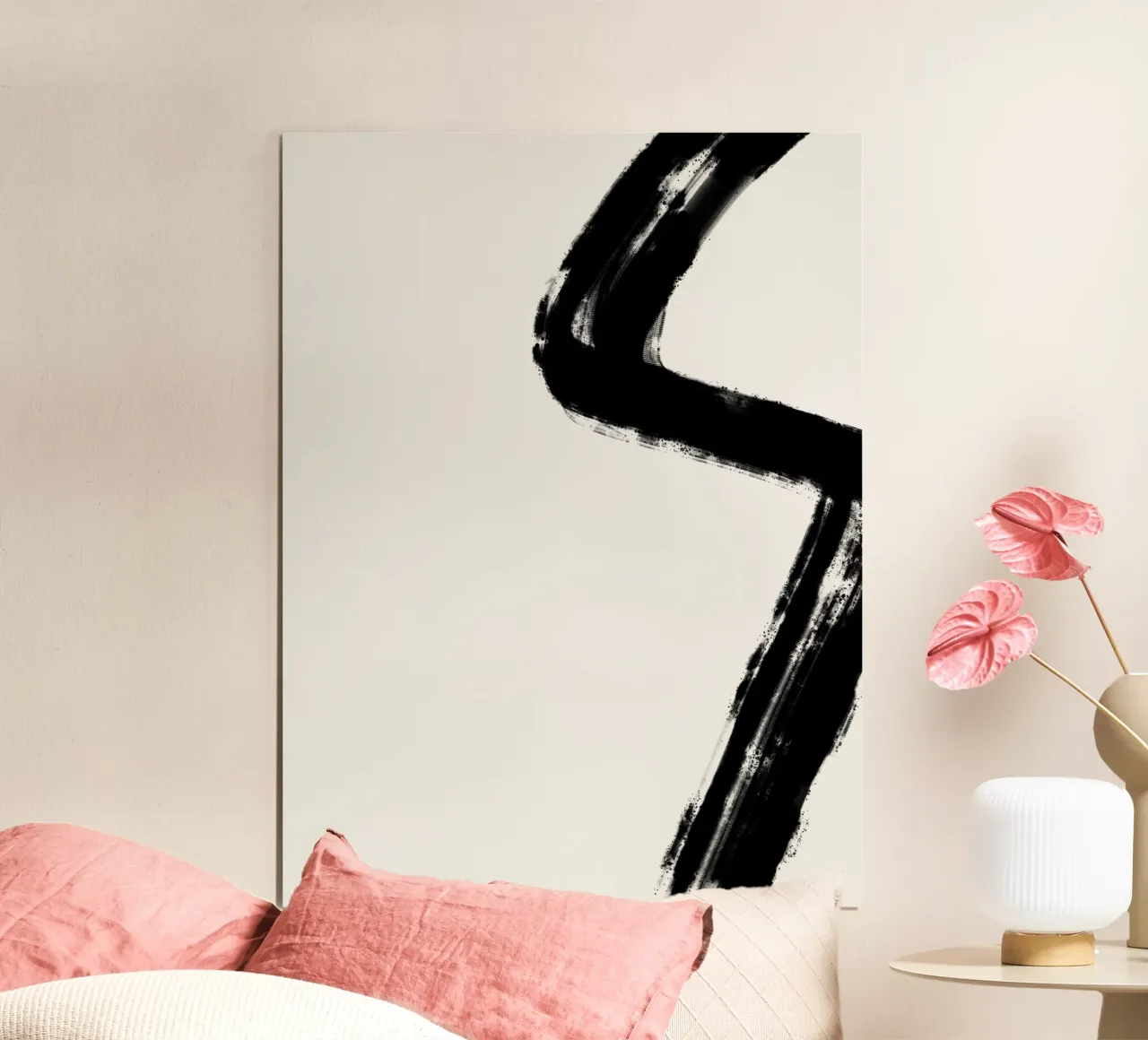 Minimalist Japandi artwork with black brushstrokes I carta hahnemühle da Imaginative