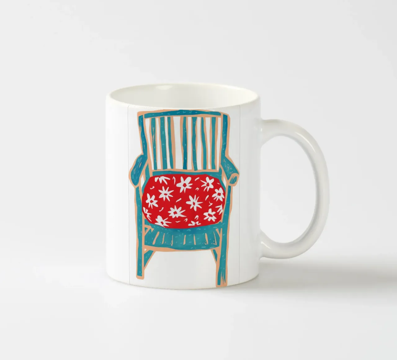 Cuscino rosso in fiore tazza in ceramica da Tiga Bersama