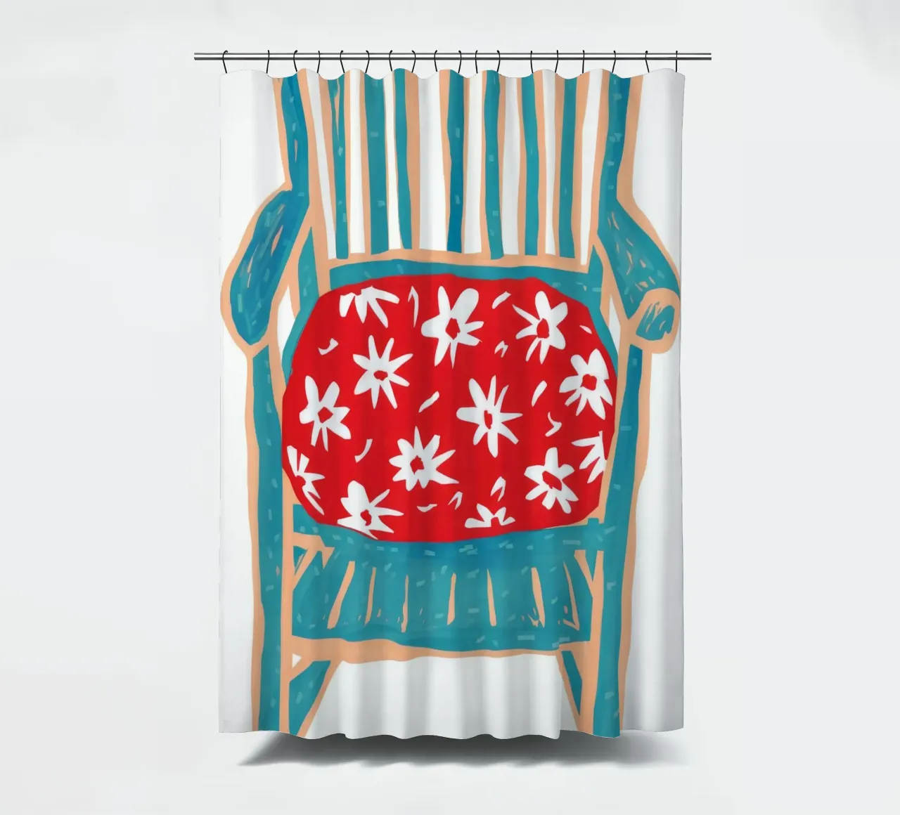 Cuscino rosso in fiore tenda da doccia da Tiga Bersama