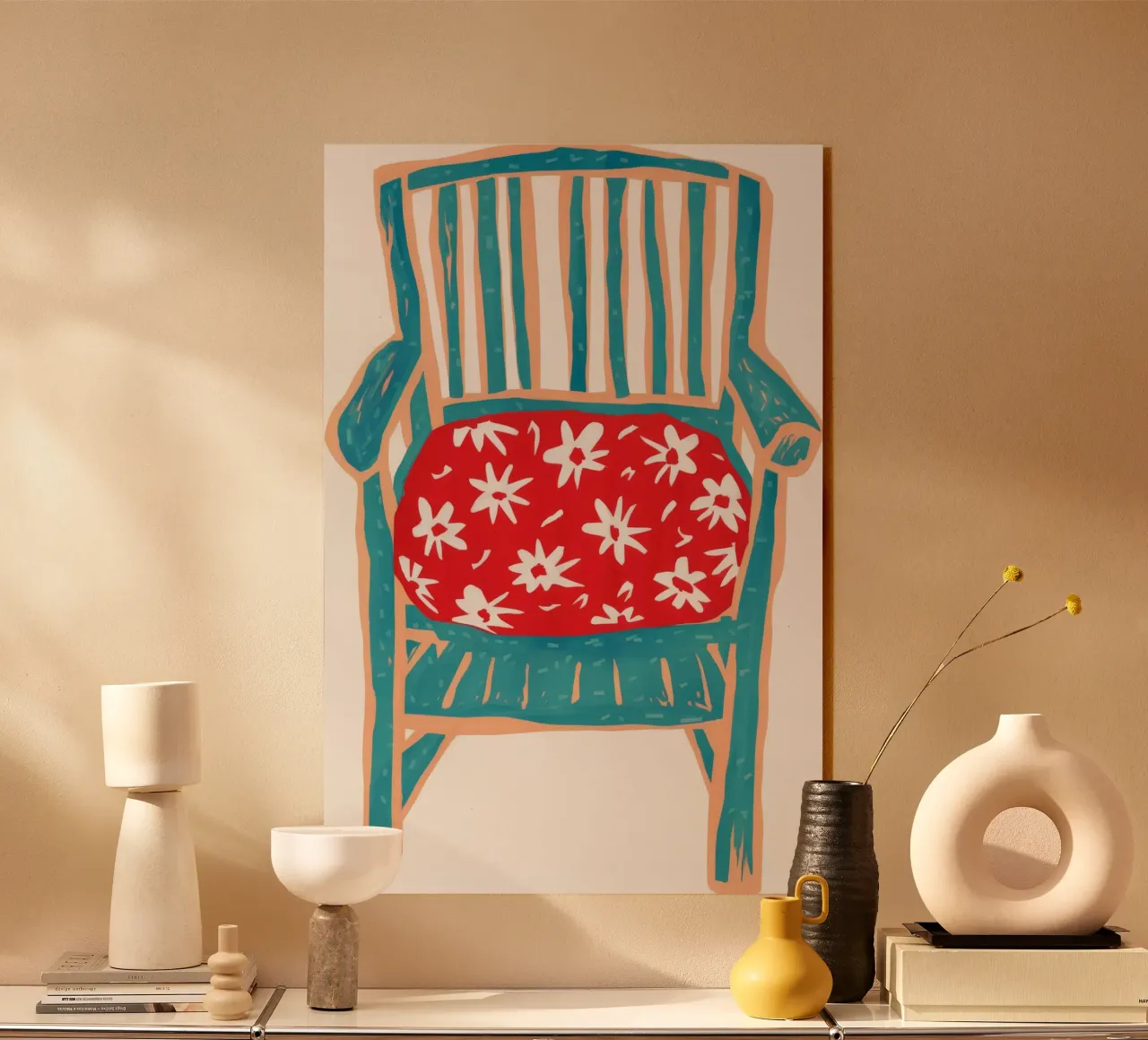 Cuscino rosso in fiore plexiglass da Tiga Bersama