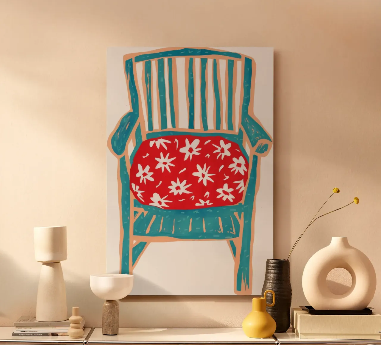 Cuscino rosso in fiore alluminio dibond da Tiga Bersama