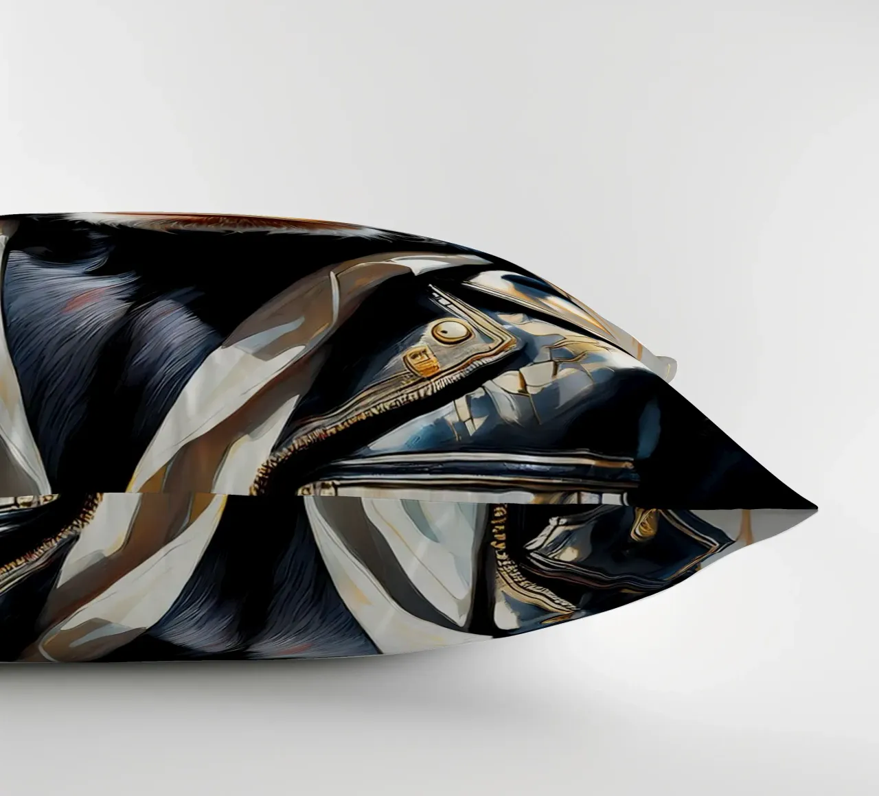 Scimmia scimpanzé con cuffie in stile rock in oro nero cuscino da Take Your Art BV