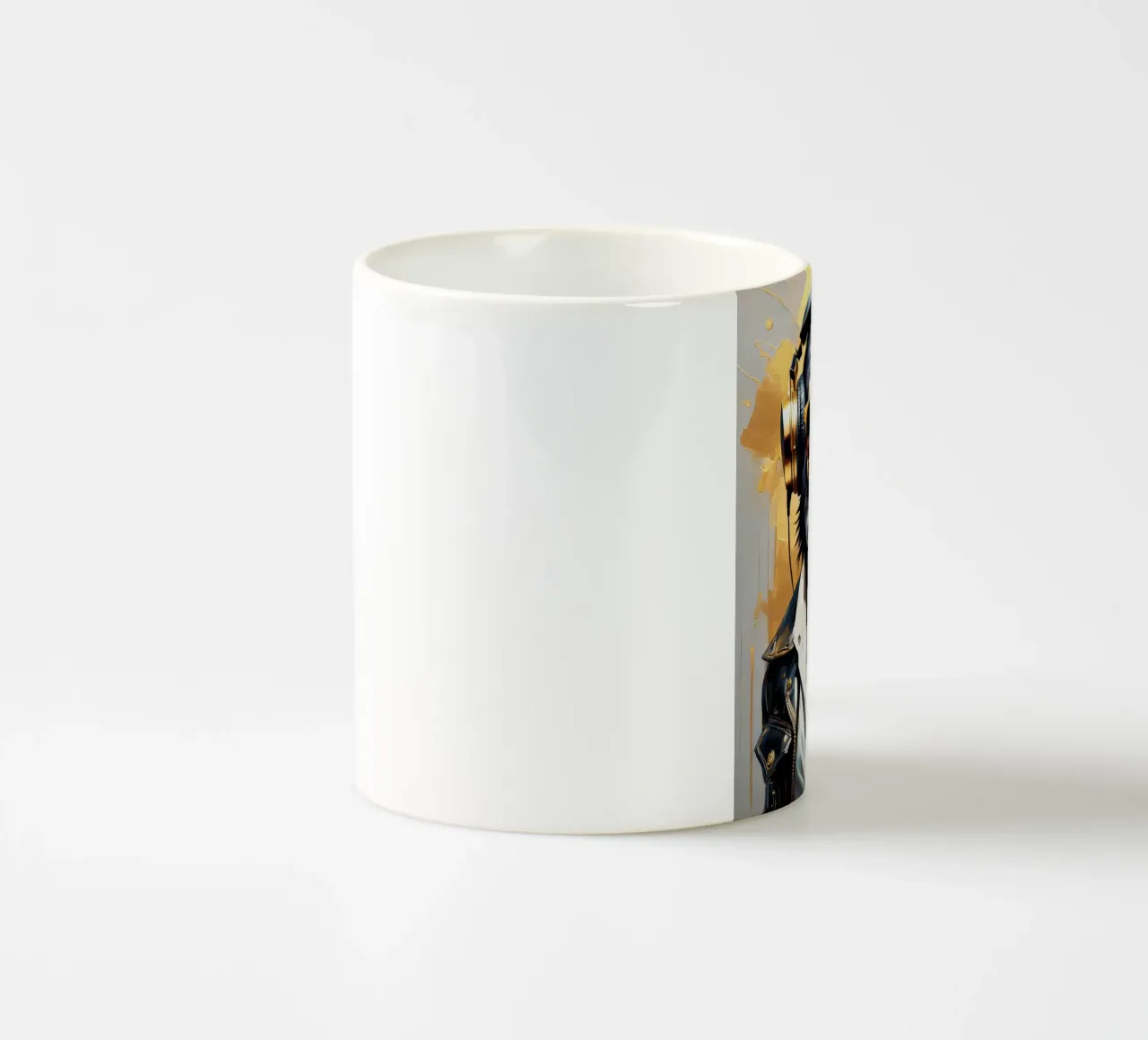 Scimmia scimpanzé con cuffie in stile rock in oro nero tazza in ceramica da Take Your Art BV