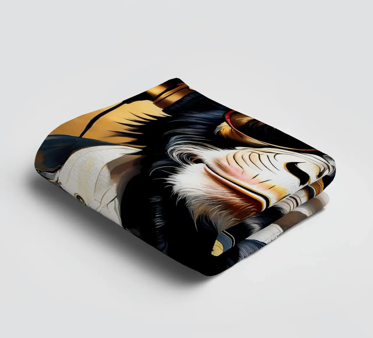 Scimmia scimpanzé con cuffie in stile rock in oro nero asciugamano da bagno da Take Your Art BV