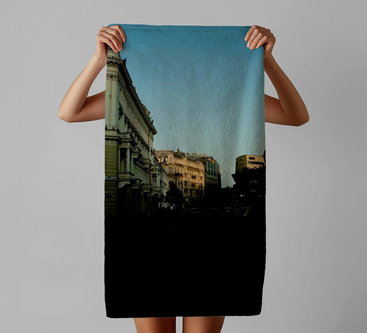 Beautiful Sundown In The City towel by Sebastian Hilgetag