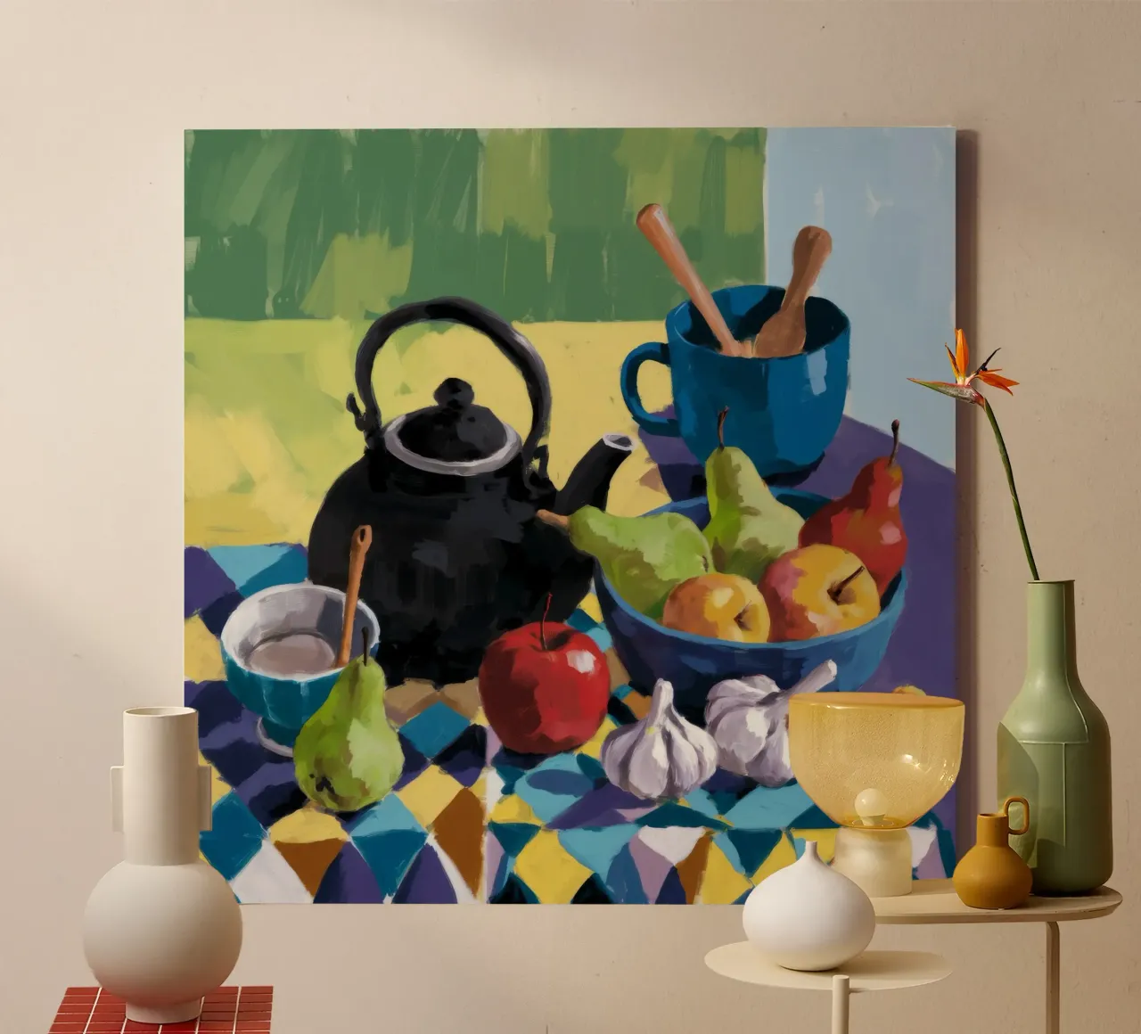 Mitternachtsblau Repose Leinwand mit Schattenfugenrahmen von Fable Tempa