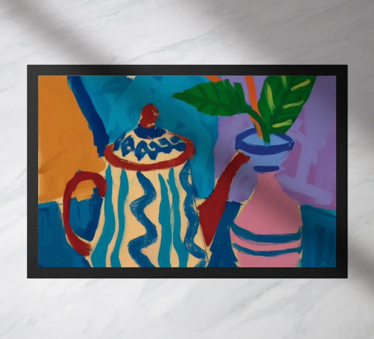 Patterned Teapot Melody doormat by Fable Tempa