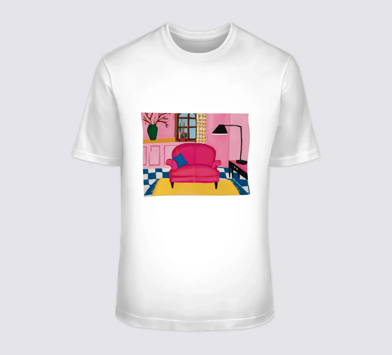 Divano rosa Pavimento a scacchi t-shirt da Pan Denim