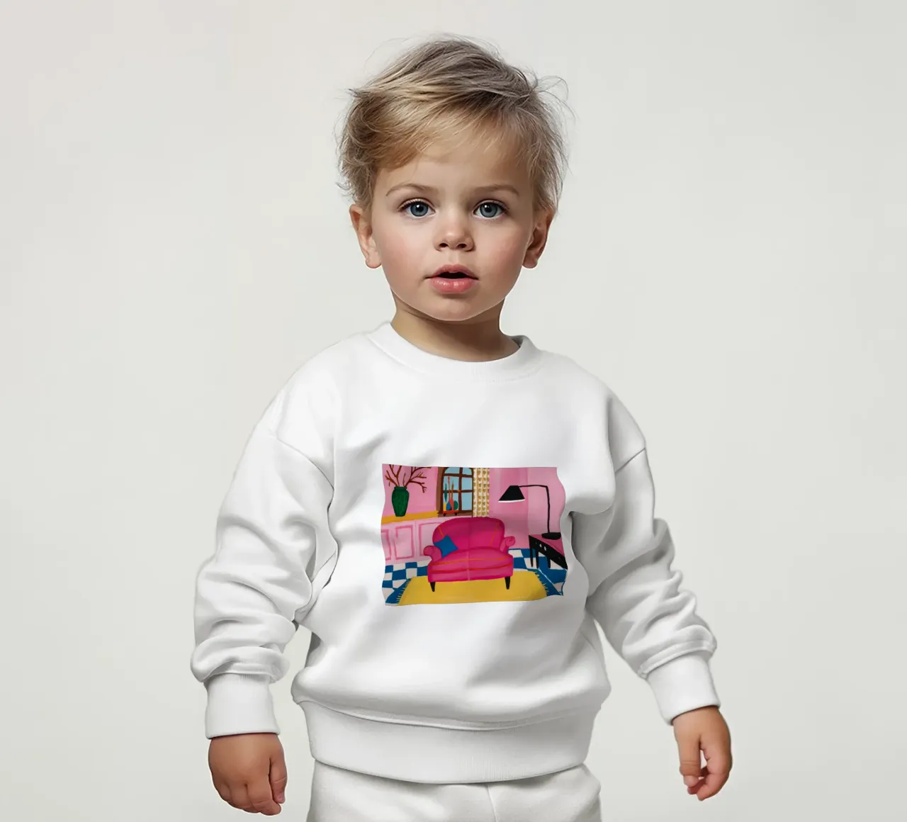 Divano rosa Pavimento a scacchi felpa neonato da Pan Denim