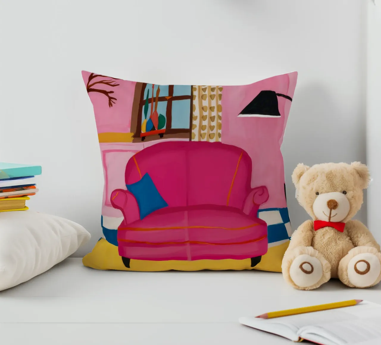 Divano rosa Pavimento a scacchi cuscino da Pan Denim