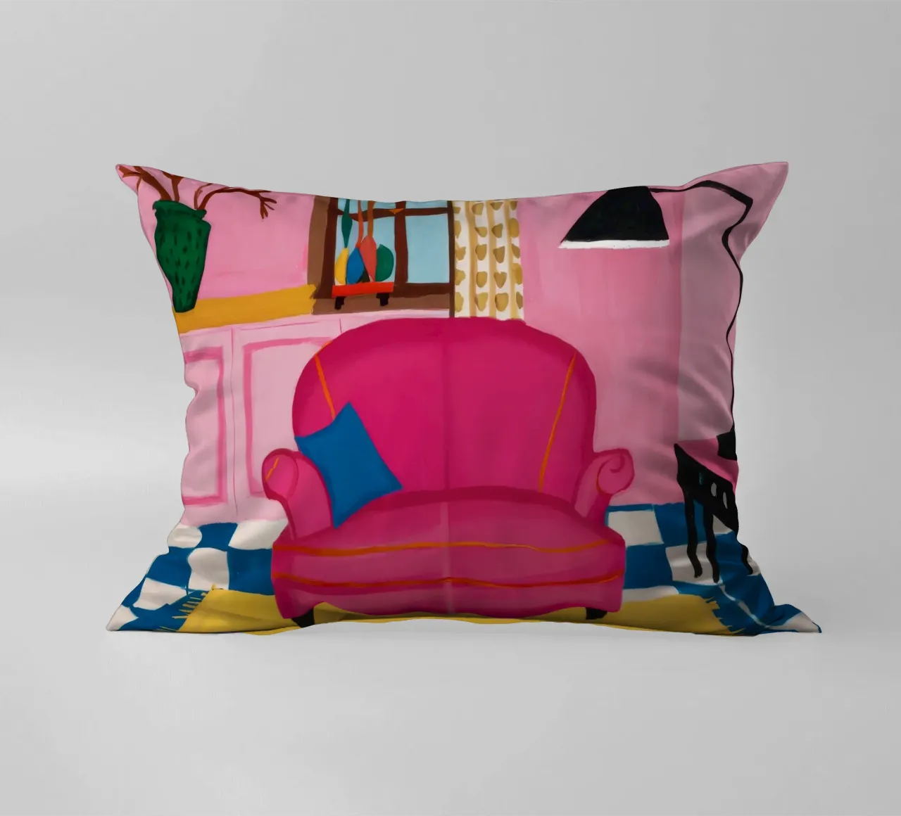 Divano rosa Pavimento a scacchi cuscino da Pan Denim
