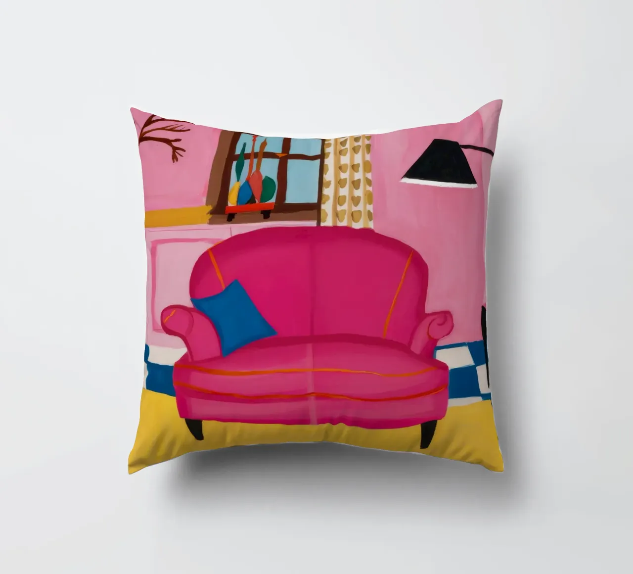 Divano rosa Pavimento a scacchi cuscino da Pan Denim