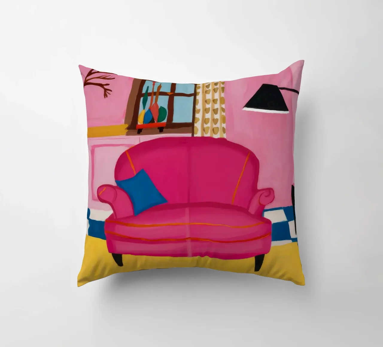 Divano rosa Pavimento a scacchi cuscino da Pan Denim