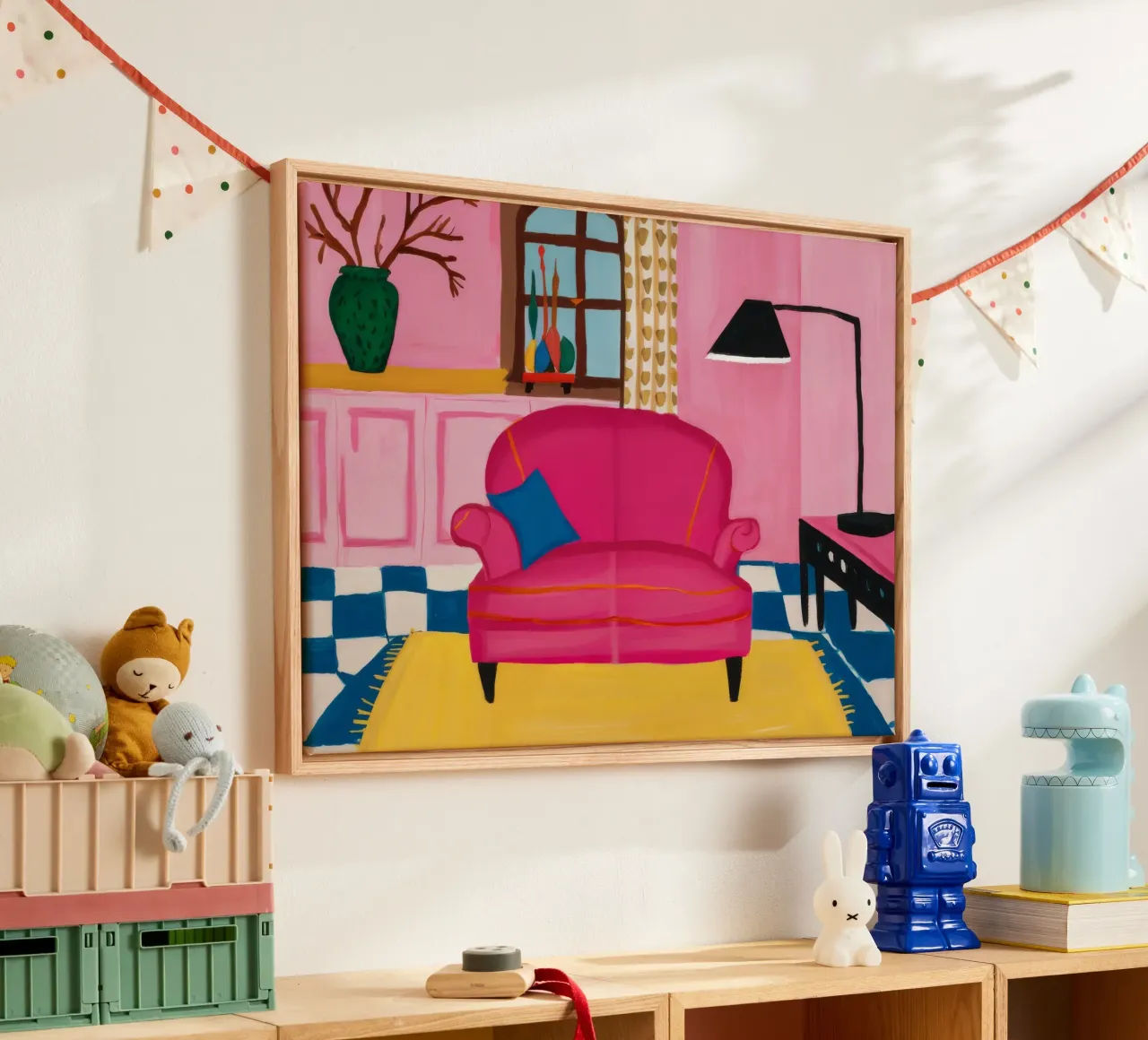 Divano rosa Pavimento a scacchi plexiglass da Pan Denim