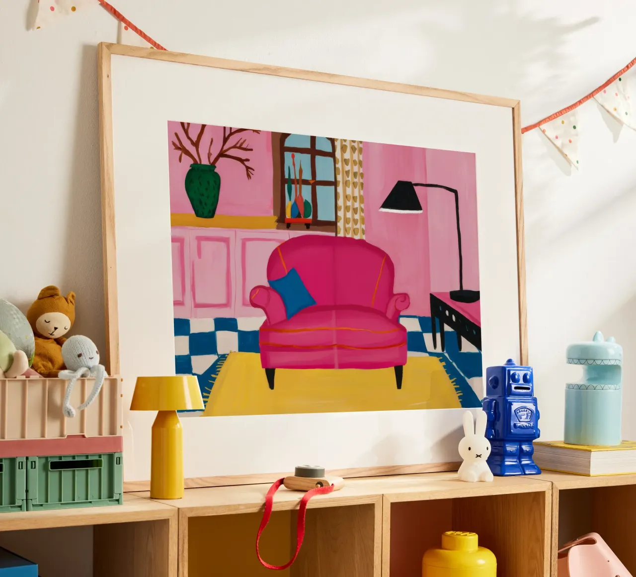 Divano rosa Pavimento a scacchi carta hahnemühle da Pan Denim