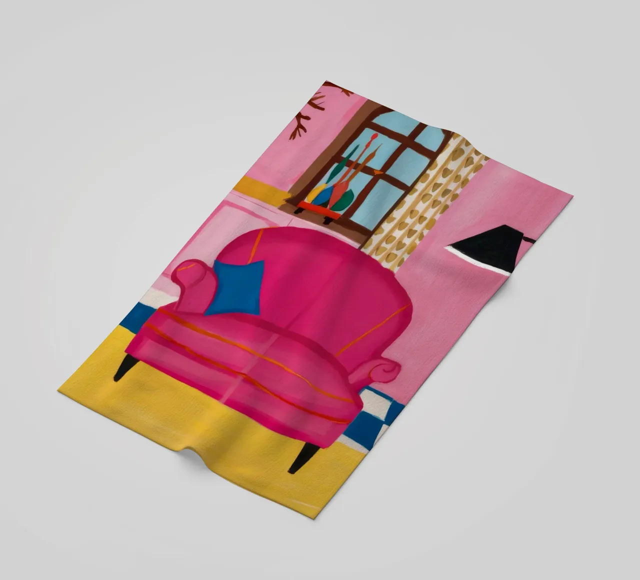 Divano rosa Pavimento a scacchi telo mare da Pan Denim