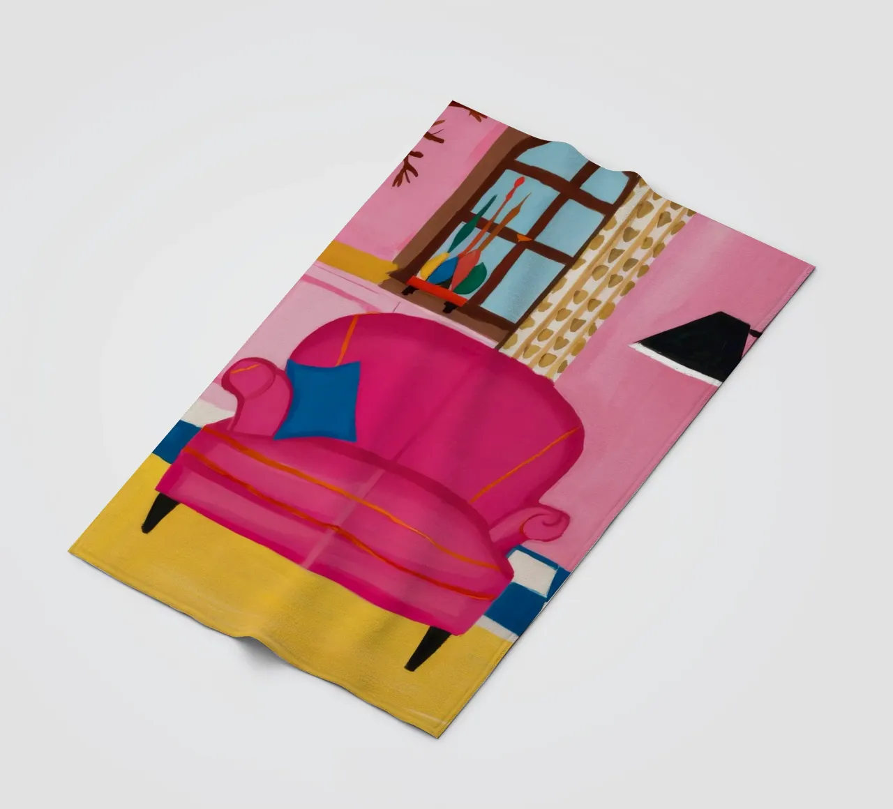 Divano rosa Pavimento a scacchi coperta in pile da Pan Denim