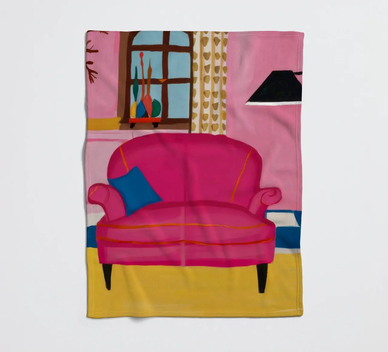 Divano rosa Pavimento a scacchi coperta in pile da Pan Denim