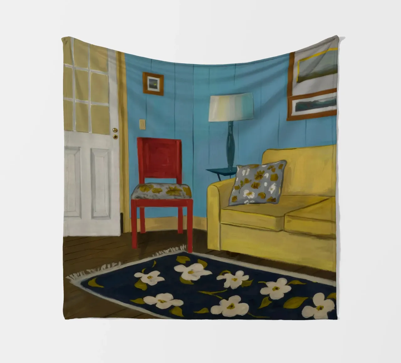 Divano giallo blu coperta in pile da Pan Denim