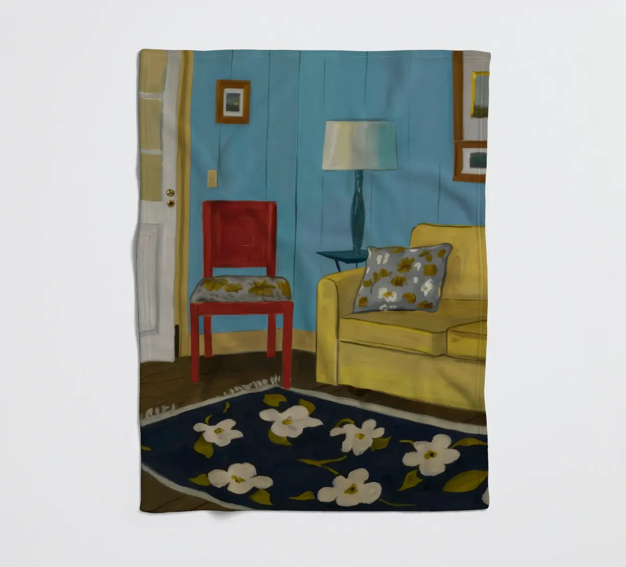 Divano giallo blu coperta in pile da Pan Denim