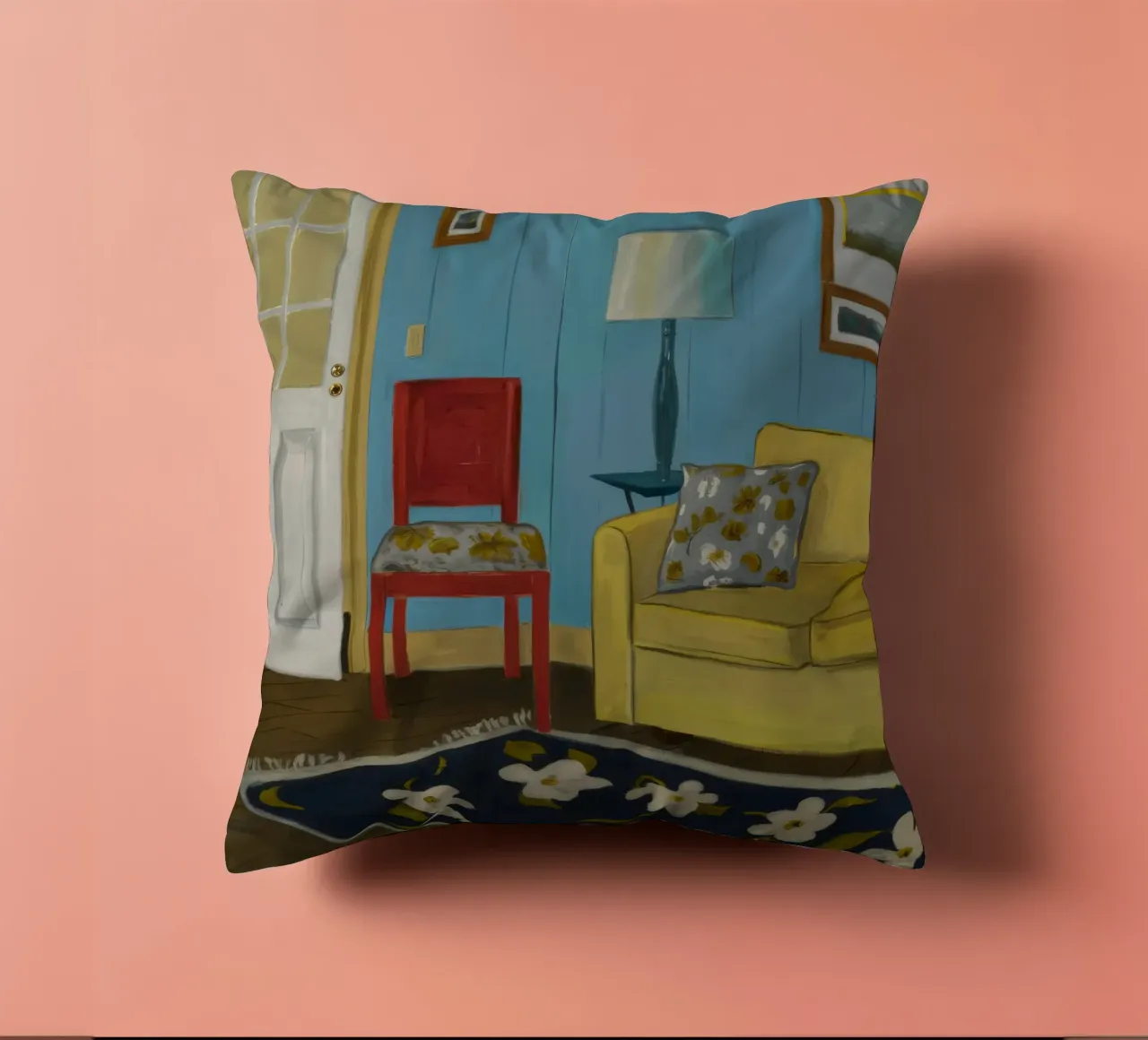 Divano giallo blu cuscino da Pan Denim