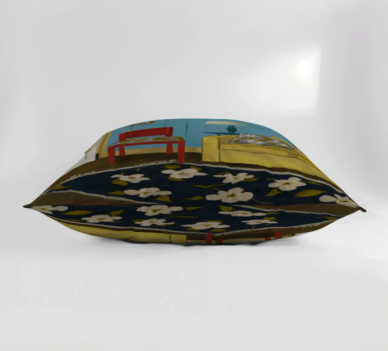 Divano giallo blu cuscino da Pan Denim