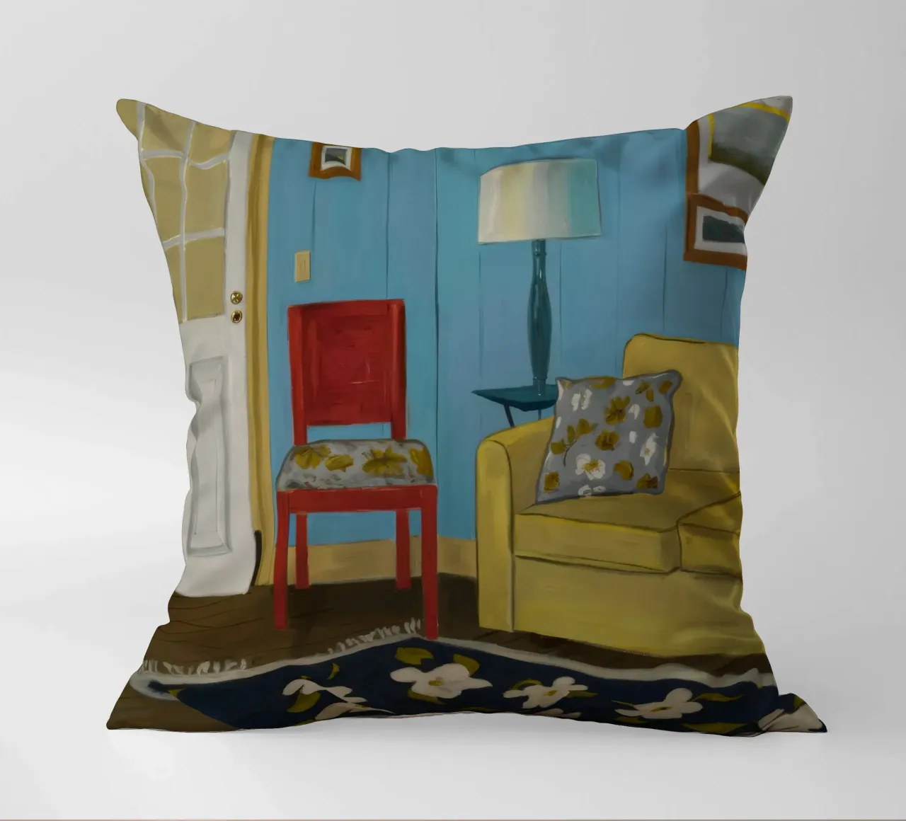 Divano giallo blu cuscino da Pan Denim