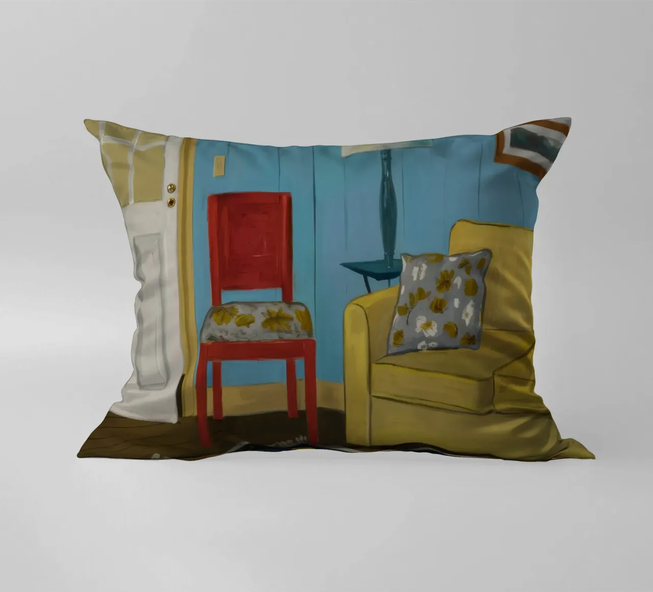 Divano giallo blu cuscino da Pan Denim
