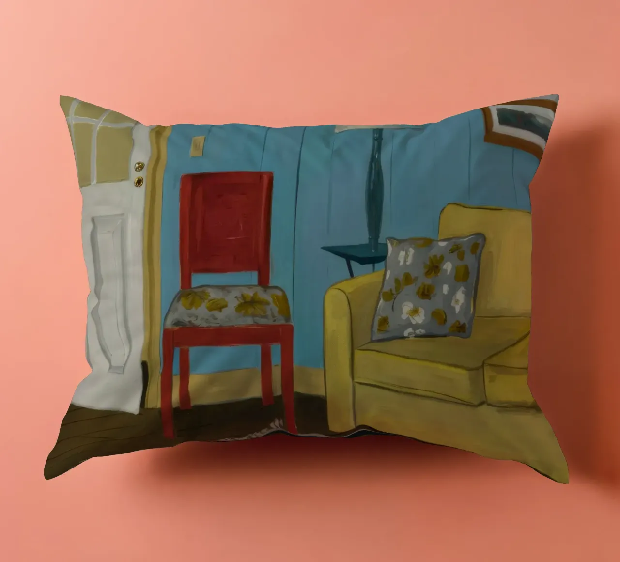 Divano giallo blu cuscino da Pan Denim