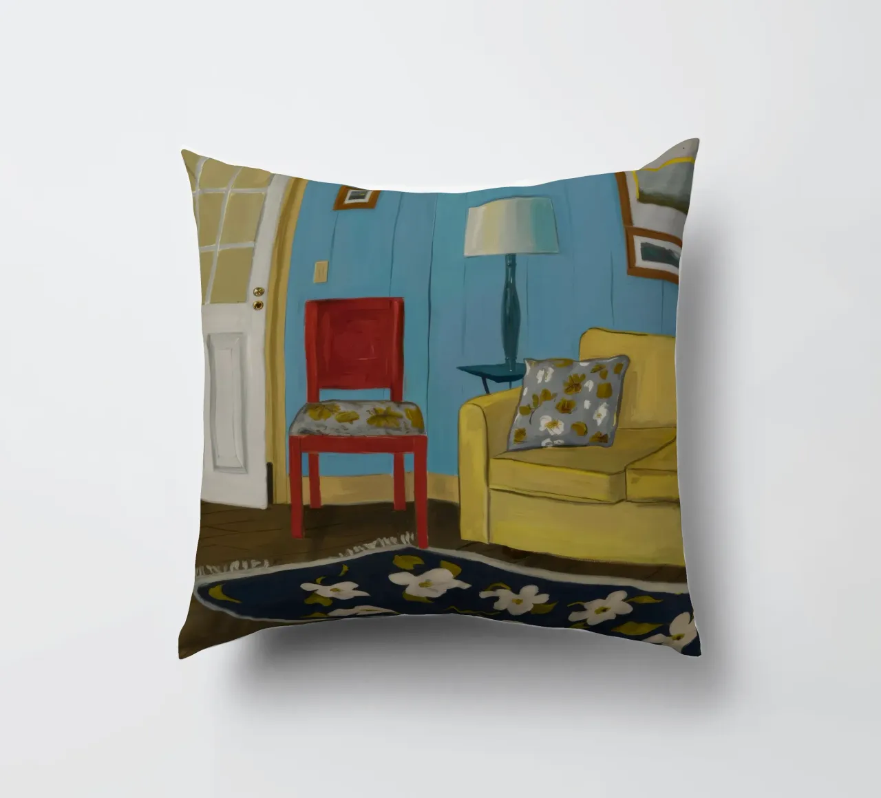 Divano giallo blu cuscino da Pan Denim