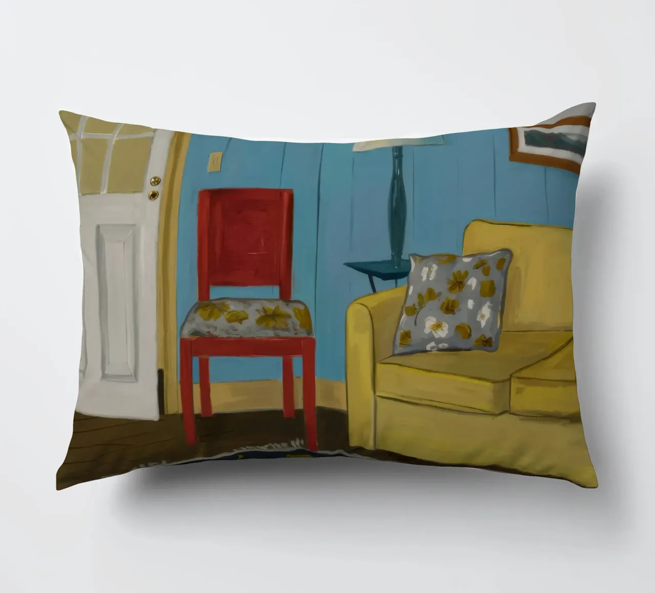 Divano giallo blu cuscino da Pan Denim