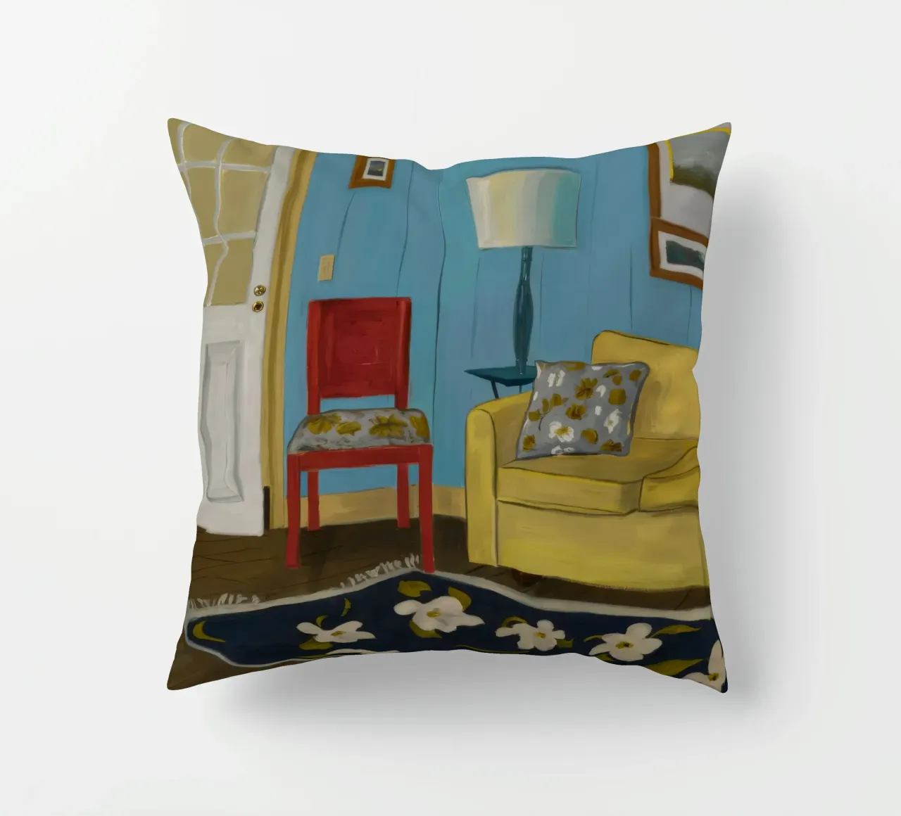 Divano giallo blu cuscino da Pan Denim