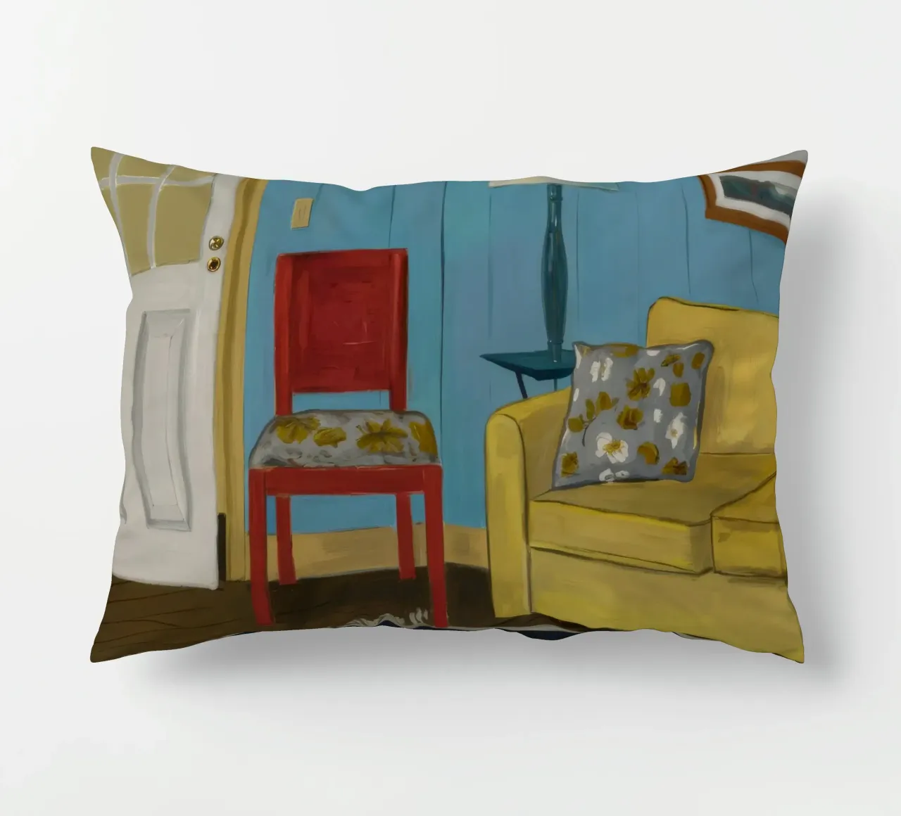 Divano giallo blu cuscino da Pan Denim