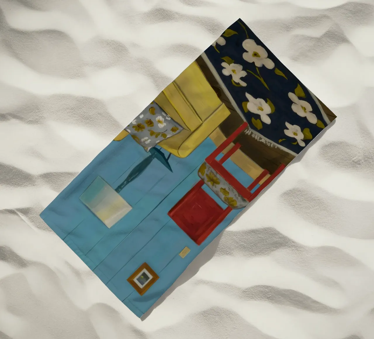 Divano giallo blu telo mare da Pan Denim