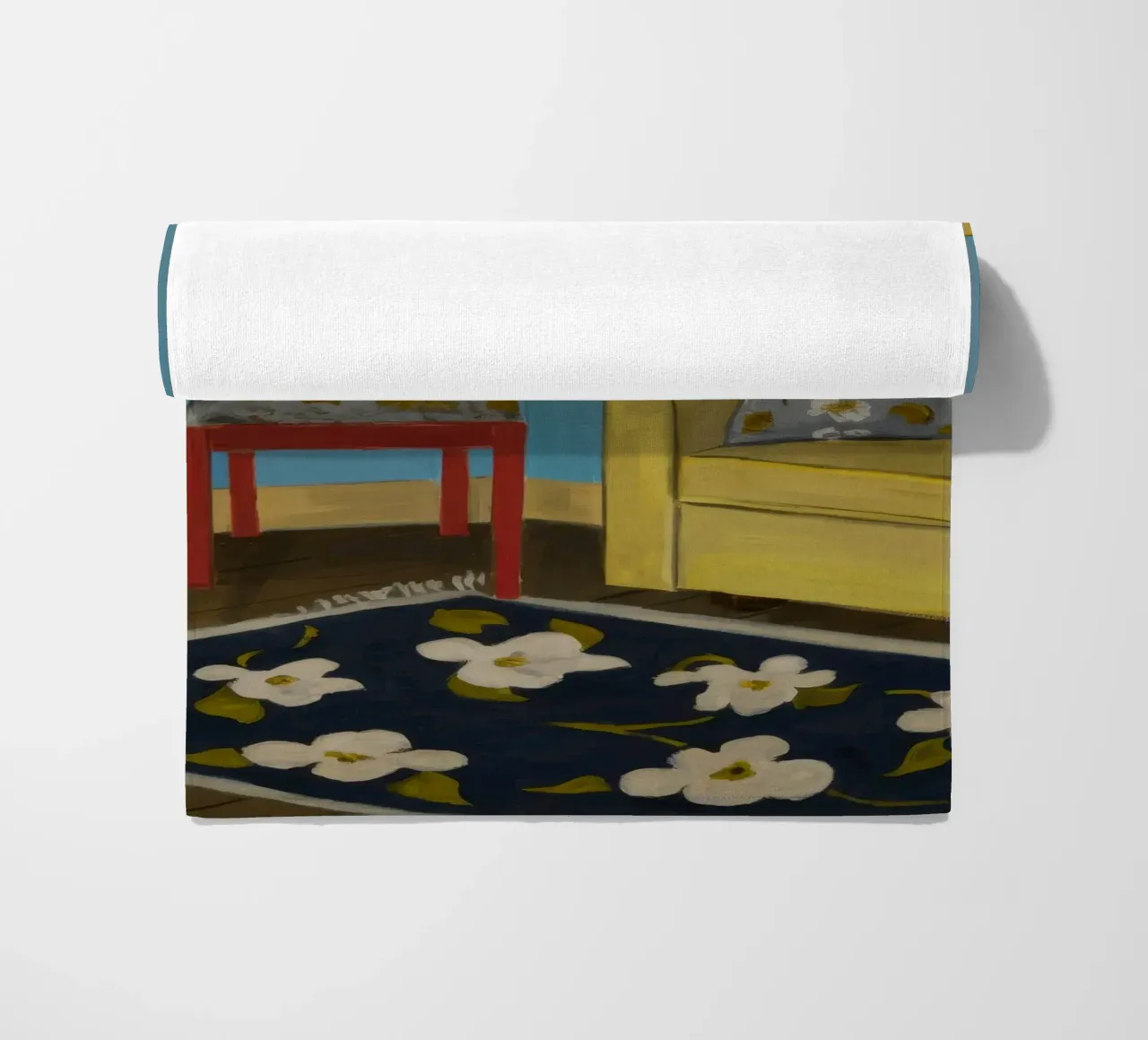 Divano giallo blu telo mare da Pan Denim