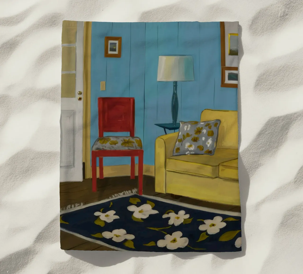 Divano giallo blu telo mare da Pan Denim
