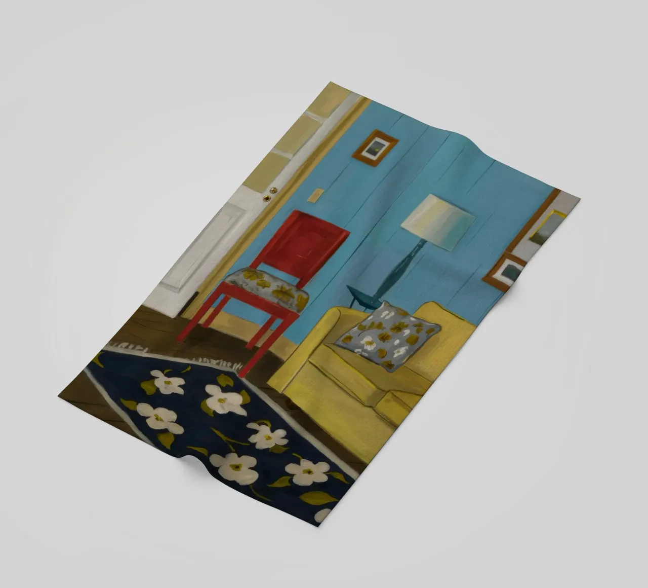 Divano giallo blu telo mare da Pan Denim