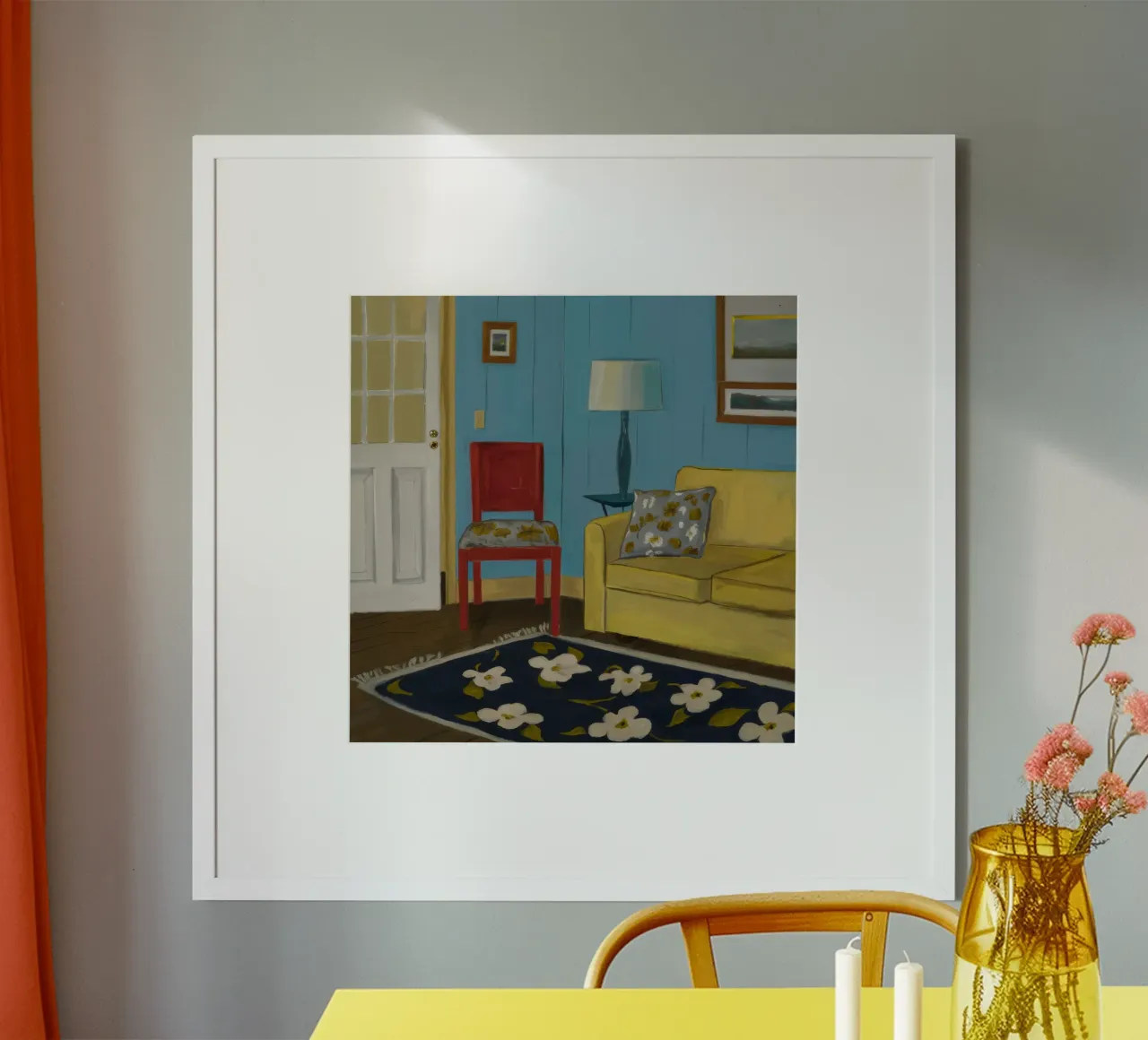 Divano giallo blu carta hahnemühle da Pan Denim