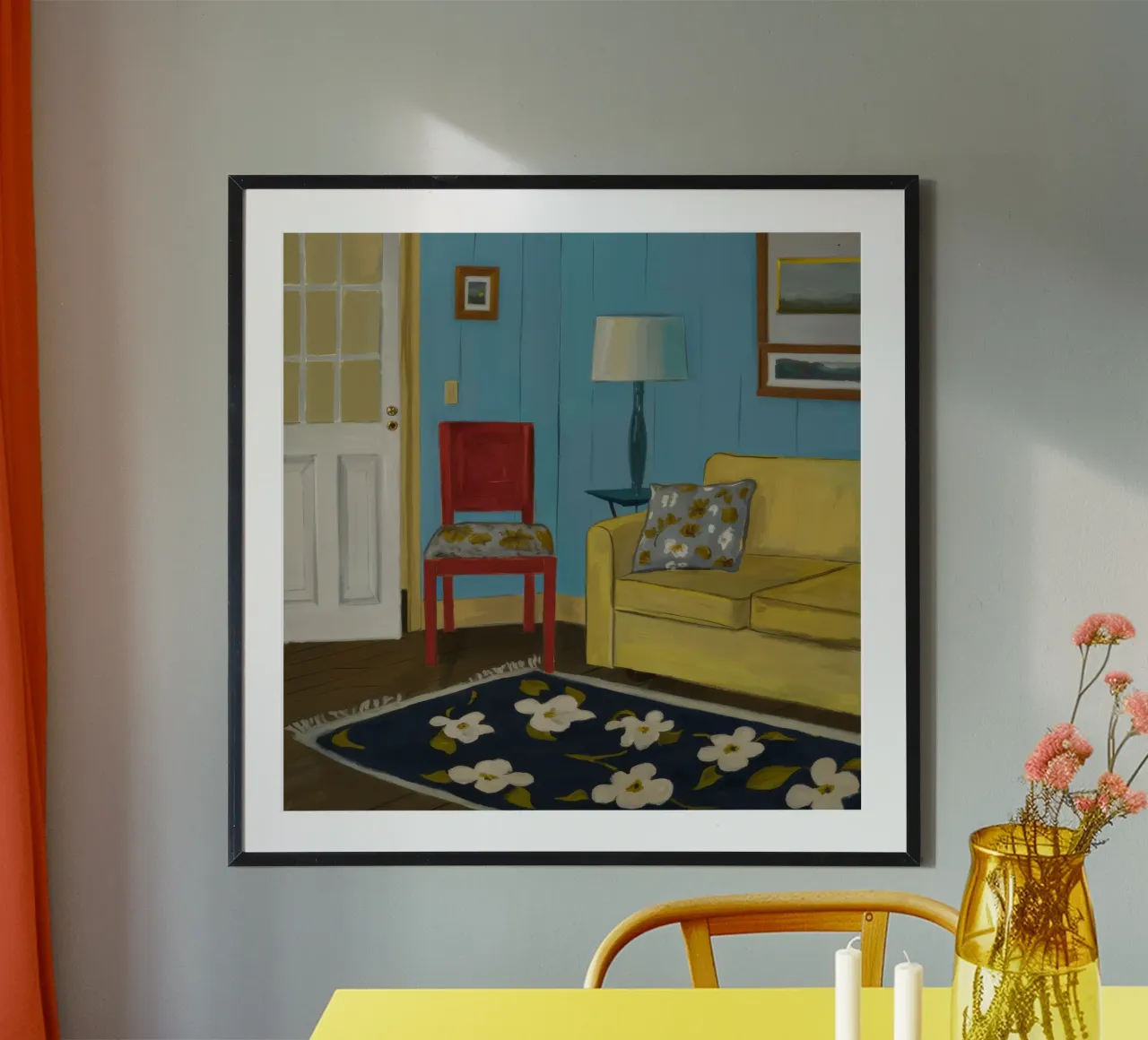 Divano giallo blu carta hahnemühle da Pan Denim