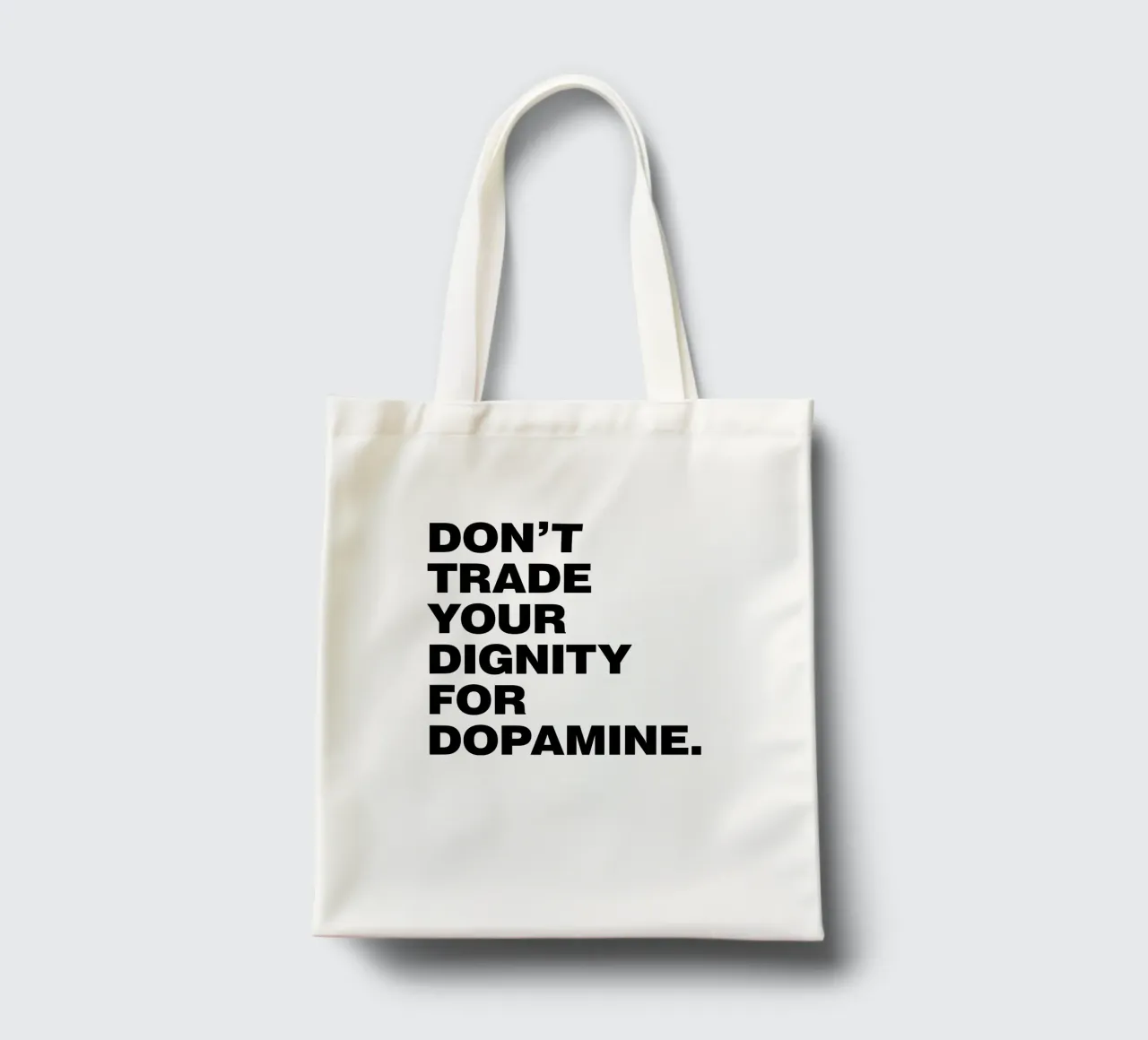 Non barattate la vostra dignità con la dopamina. borsa in juta da Paigaam Studio