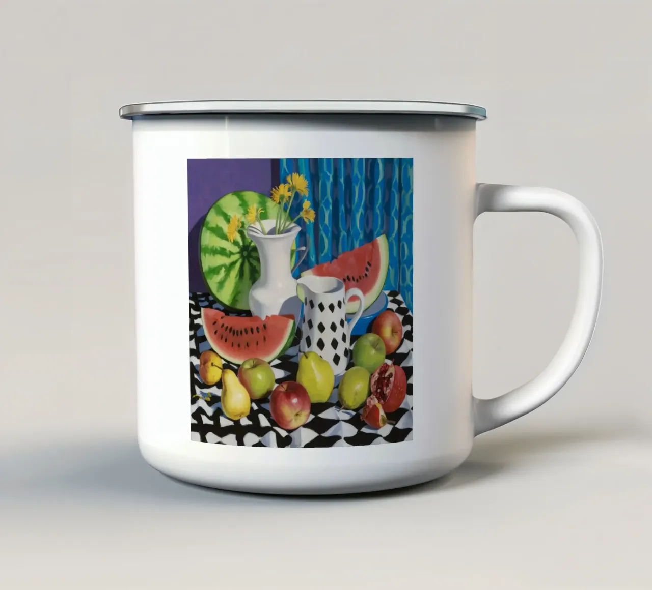 Abbondanza di fiori d'anguria tazza in smalto da Fable Tempa